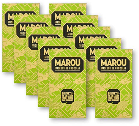 MAROU - Tablette Chocolat Noir 78% - Grand Cru Ben Tre - 80 g - Sans Lécithine, Sans Gluten - Origine Vietnam (Boîte de 10)