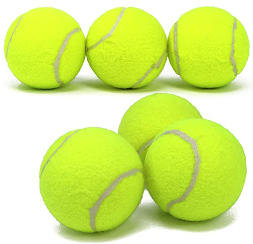 com-four® 6X Tennisball - neon-gelbe Spielbälle für Freizeit-Sport - Filzbälle als Hundespielzeug, für Trockner, zum Jonglieren - Squash-Bälle (06 Stück - Tennisbälle)