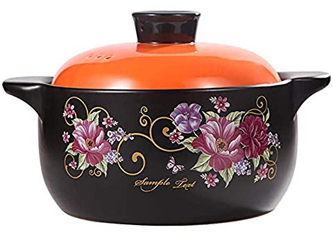 Casseruola in Ceramica, pentola di Terracotta pentola di Terracotta, pentole da 2,7 Litri Adatte per 2 o 3 Persone, Cocotte Floreale (4,4 Litri)