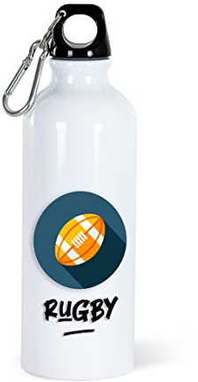 Luigi Collection Gourde Rugby Sport 500ml Bouteille d’Eau Aluminium Réutilisable Ecologique avec Mousqueton. Idée Cadeau Original Humour Homme Femme Enfant Ami Utile Voyage Collègue Anniversaire Noël