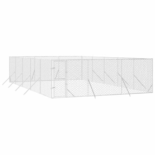 vidaXL Outdoor-Hundezwinger Silbern 6x10x2 m Verzinkter Stahl