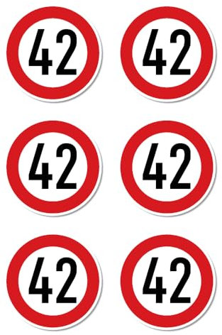 Autocollants : Ø 50 mm, 6 pièces – Panneau de signalisation StVO Z-274 rouge/blanc – Vitesse maximale/vitesse maximale – 42 km/h