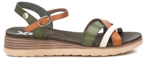 XTI - Sandalia Mujer Kaki - Calzado Cómodo y Versátil - Moda casual - Modelo 14284804 (Talla 37)