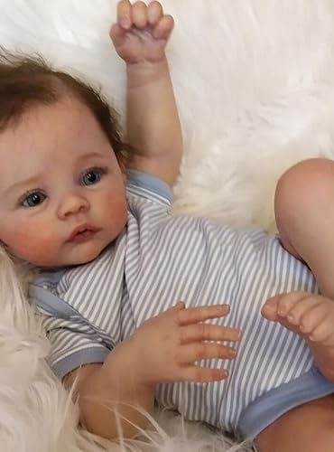 RXDOLL Reborn Baby Puppen Silikon Voll Vinyl Körper Junge 19 Zoll Realistische Neugeborene Baby Puppe Real Life Baby Puppe Anatomisch Korrekte Jungen Waschbar für Kinder Alter 3+