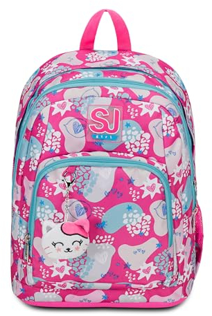 SJ Gang Zaino Scuola Advanced, Rosa, PinkFur, Zaino Doppio Scomparto Con Tasca Porta PC o Tablet, Tasca Porta Borraccia e Organizer, Zaino Scuola Elementare, Zaino Bambina