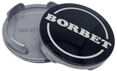 1x Original Borbet Nabendeckel Felgendeckel Nabenkappe Schwarz Glanz Silber 60mm N06 für CWD CWG 3B0071213666