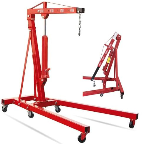 Parts-Diyer 2 Ton Engine Hoist Foldable Cherry Picker, Red