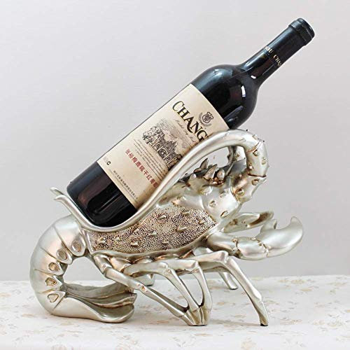 Weinregal Moderne Skulptur Deko Weinregal Hummer Statue Weinflaschenhalter Harz Kreative Skulptur Ornamente Rotweinständer Zubehör Home Bar Dekor Geschenk, Silber erforderlich