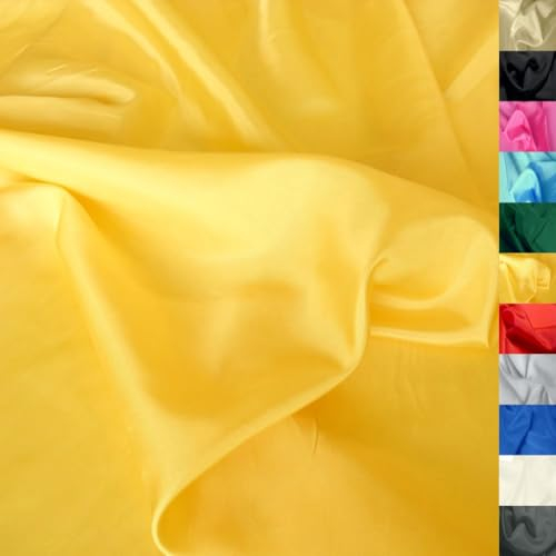 TOLKO 1m Futterstoff Meterware Futter-Taft | Blickdicht knitterarm | universal Stoff Dekostoff Kleiderstoff Hochzeitsstoff Kostümstoff | Stoffe zum Nähen Meterware Dekorieren (Gelb)