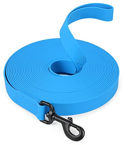 1,5M Schleppleine Große Hunde,1,5M/5M/10M Wasserdicht Hundeleine Robust Leine mit Handschlaufe und Netztasche,Trainingsleine für Große bis Kleine Hunde(Blau)