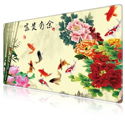 LL-COEUR Tapis de Souris à Design Personnalisé 70x40x0,3cm, Large Sous-Main d'ordinateur Étanche XXL Table Pad pour Clavier (700x400x3mm, Poisson)