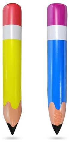 Aufblasbare Bleistift Luftballons Geburtstag,2 Stk Aufblasbares Bleistift Luftballon Gelb Blau, Schulanfang Deko Einschulung Junge Mädchen, Aufblas Buntstift ballon für Schulkind Geburtstag Party Deko