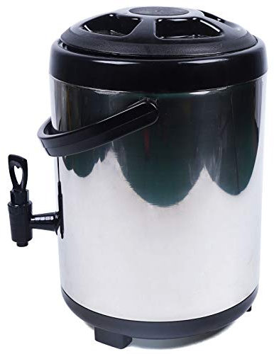 304 Stainless Steel Insulated Beverage Dispenser Hot Water Dispenser Kettle Boiler Warmer 8L Hot Cold Double Layer Bucket Commercial Grade for Milk Tea Coffee Home School Office