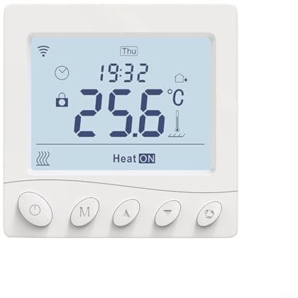 URPIZY Smart Thermostat WiFi for Electric Underfloor Heating 16A Compatible with for Alexa, Programmable Underfloor Heating Thermostats Controller for Tuya Smart Home