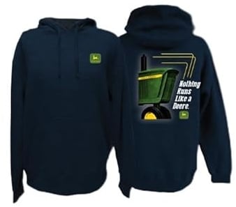JOHN DEERE Sweat à capuche bleu marine avec logo vintage pour adulte