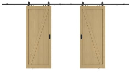 Vente-unique - Puerta corredera doble colgante de madera y mdf - Natural claro - 2 x H205 x L63 cm - BALERMA