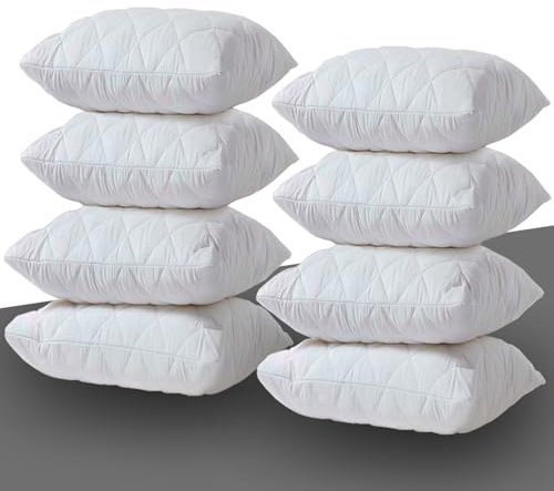 Paquete de 8 protectores de almohada blancos, antialérgicos con cremallera, funda de almohada acolchada, lavable a máquina, a prueba de polvo y ácaros, 50 x 75 cm