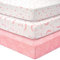 Unnivoll Lot de 3 draps de lit pour bébé 140 x 70 cm - Super doux et respirant - Draps confortables pour lit bébé - Blanc et rose - Motif lune