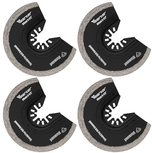 Vearter 4 Stück Diamant Halbkreisförmige Multitool Sägeblätter, 88mm Halbrund Multimaster Sägeblätter Multifunktionswerkzeug Zubehör für Keramikfliesen, Hohlziegel, Zement, Weiche Fliesen, Mauerwerk
