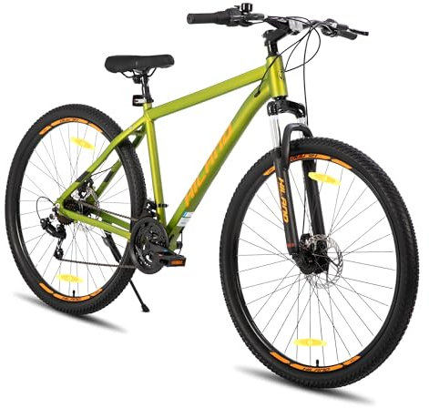 Hiland 29 Zoll Mountainbike, Aluminiumrahmen 21 Gang Schaltung MTB mit Scheibenbremse Federgabel, Mountainbike für Männer Grün