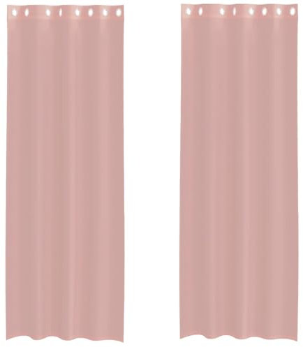 vidaXL Tende in Voile con Occhielli 2 pz Rosa 140x300 cm, Tenda a Rete, Tenda Trasparente, Voile per Finestra, Trattamento Finestra, Tenda Pura Voile