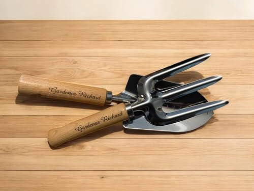 Ashton and Finch Heavy Duty Weed Fork and Trowel Set - Personalised with Custom Message