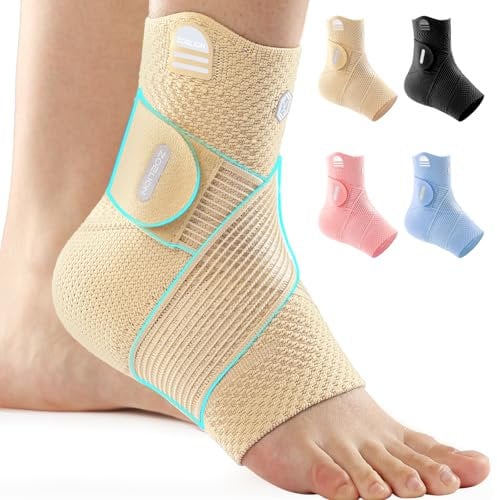ZOELION Knöchelbandage mit Einzigartigem Netzband, 3D-Gestricktes Luftgewebe Sprunggelenkbandage für Plantarfasziitis Achillessehne, Verstellbare Fussbandage zur Schmerzlinderung Verletzungshilfe, S