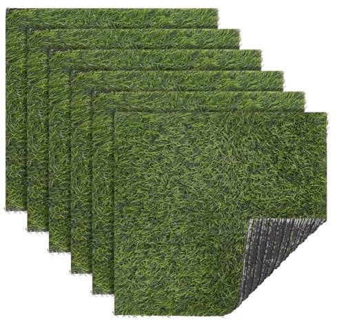 FINGERINSPIRE 6 Pz Tappeto Quadrato in Erba Artificiale 31x30.5cm in Plastica Erba Finta Toppa Verde Giardino Prato Piastrelle Tappeto Erboso Tappetino in Erbe Finta per Cani Patio Interno Esterno