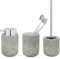 Schöner Wohnen Kollektion Bad-Accessoire Set Mod. Londa 3-teilig aus Keramik in Zementoptik mit Seifenspender Zahnputzbecher und WC-Garnitur Maße 38 x 11,5 cm Farbe Grau
