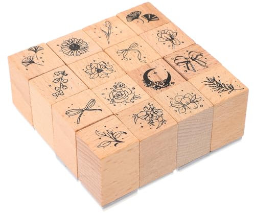 DIYEAH 16stücke Holzstempel Kleine Dekorative Pflanzenmotive Stempel Aus Holz Für Scrapbooking Diy Karten Junge Mädchen Ab Jahre Zum Basteln Und Verzieren