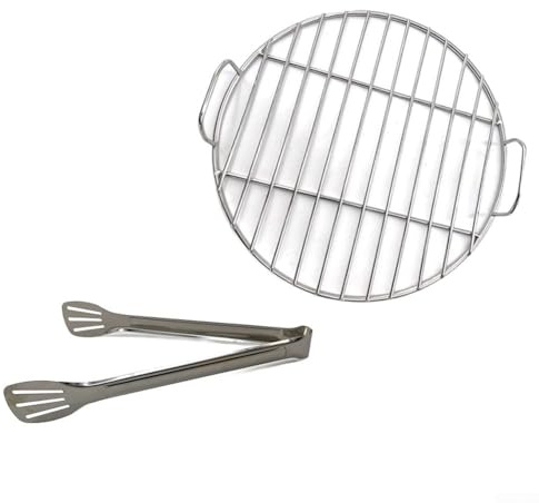 Rejilla redonda para barbacoa, parrilla de acero inoxidable con clips, rejilla de cocción para barbacoa, parrilla de barbacoa para cocinar (38 cm)