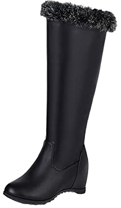Stivaletti Antipioggia Donna Scarponcino Stivali Foderati in Velluto con Tacco Gomma Alti Barefoot Scarpe Invernali Nero 42