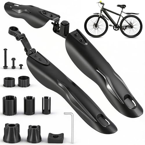 Hejo Fahrrad Schutzblech Set, Universal Schutzbleche Mountainbike, Einstellbar Vorne Hinten Mudguard Schutz für 24-27.5 Zoll MTB Rennrad