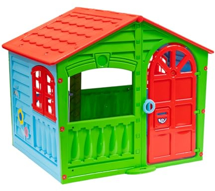Kunststoff Spielhaus für Kinder ab 2 Jahren, Buntes Spielhaus für 3-4 Kinder, Outdoor & Indoor Nutzung, UV-beständig, Pflegeleicht, Spielhaus für Garten & Kinderzimmer