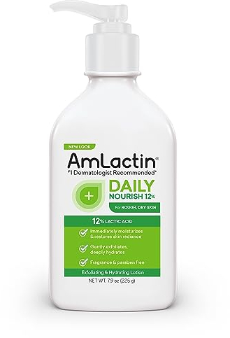 AmLactin Daily Moisturizing Body Lotion | Instantly Hydrates, Relieves Roughness | Powerful Alpha-Hydroxy Therapy Gently Exfoliates | Smooths Rough, Dry Skin | Paraben-Free 7.9 oz.
