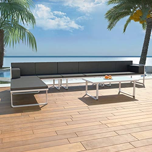 vidaXL Gartenmöbel 5-TLG. Lounge Sofa Garten Garnitur Sitzgruppe Gartenset Sitzgarnitur Gartensofa Couchtisch Textilene Aluminium Schwarz