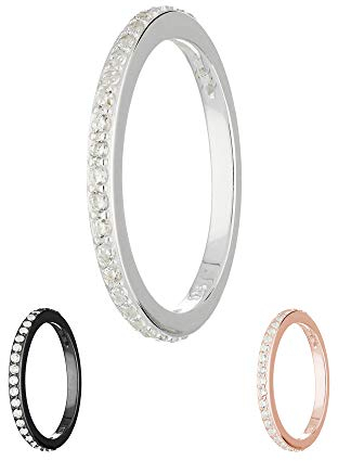 Treuheld® | Schmaler Ring aus 925 Sterling Silver | in Silber mit Zirkonia - Kristallen | Ringgröße 54 | Breite 2mm | Damen | Vorsteckring