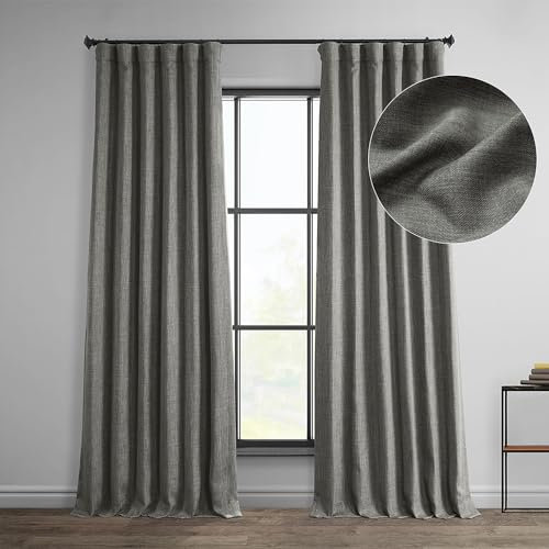 HPD Half Price Drapes BOCH-LN185-P Rideaux occultants en Faux Lin pour Chambre à Coucher (1 Panneau), 127 x 274 cm, Gris Blazer