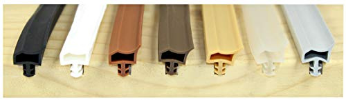 SN-TEC Zimmertürdichtung/Türdichtung/Türgummi SNTD 3002 für 4mm Nut mit Anschlag Nase (50 Meter) Farbauswahl: Schwarz/Weiß/Braun/Dunkelbraun/Beige/Transparent/Grau (Schwarz)