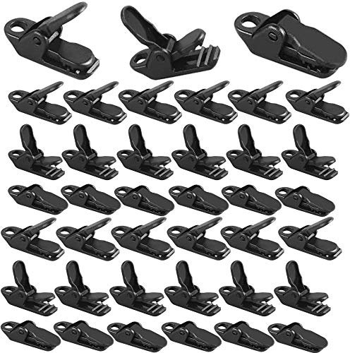 RUNCCI-YUN 40Pcs/ sac Noir Tente Clips, coupe-vent pour auvent Colliers de serrage Plastique Vent Corde auvents Clip Tente de camping SE fixe pour extérieur