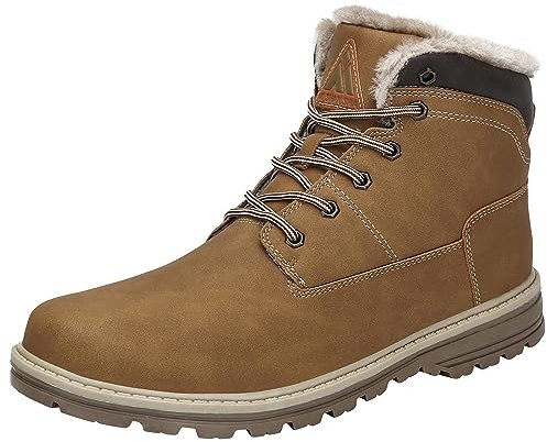 Mishansha Herren Winterschuhe Schneestiefel Wasserdicht Boots Winter Outdoor Wandern Stiefel Männer Flache Arbeitsstiefel Gelb Gr.48 EU