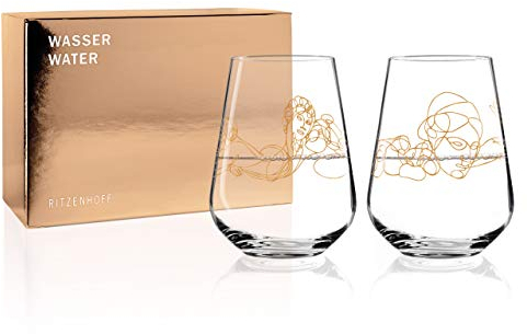 Ritzenhoff Wein-Ensemble Wassergls-Set von Burkhard Neie (Dionysos & Pan | Zeus & Semele), aus Kristallglas, 540 ml, mit echtem Gold, 2 Stück (1er Pack)