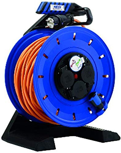 HEDI K740Q2TF Vollkunststoff Kabeltrommel „Generation 7“ | 40 m Kabellänge | HEDI Panzerkabel Plus | Diagnosesystem DiagS und Thermoschutzschalter | Geeignet für Bau- und Montagestellen