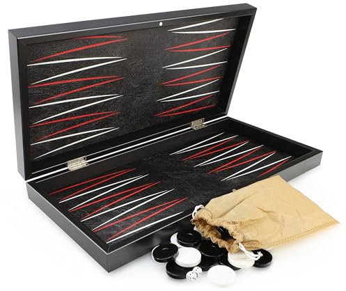 Luxus Board Game Backgammon Tavla XXL Klassik Leder Black