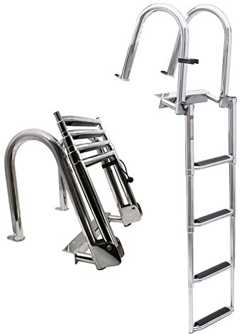 Scalette per piscina, scala marina pieghevole a 4 gradini in acciaio inossidabile, scala multifunzionale può essere utilizzata per piscina, yacht, ponte,
