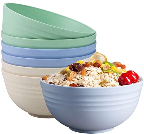 Orrdiffi Set of 6 Cereal Bowl,24 OZ Plastic Soup Bowls,Dishwasher & Microwave Safe, Non-Toxin, BPA Free and Healthy for Kids Adult Perfect for Party,Breakfasts, Noodles,Pasta, Salads, Soups