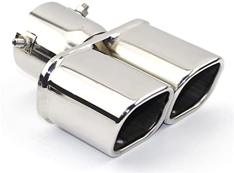 Auspuffblenden 60 MM 75 MM Universal Auto Edelstahl Auspuff Schalldämpfer Doppel Endrohr Zubehör Endrohr (Color : Straight Silver 75MM)