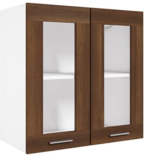 vidaXL Hängeschrank, Wandschrank für Küche, Küchenschrank mit viel Stauraum, Geschirrschrank Schwebeschrank Schrank, Glas Braun Eichen-Optik Holzwerkstoff