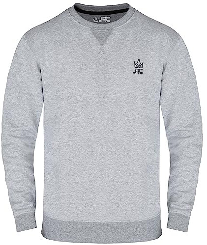 JRC Mens Fleece Crewneck Sweatshirts & Pullovers, Round Neck Long Sleeve Jumper, Sweater for Sports & Workwear (Grey Melange, L)