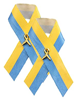 2 pcs Ukraine Awareness Ribbon Pins,Ukraine Revers Ribbon Pin Abzeichen Satin Blue & Gelbe Band geformte Pin für Ukraine Konfliktbewusstsein perfekt für Unterstützungsgruppen von Spendern